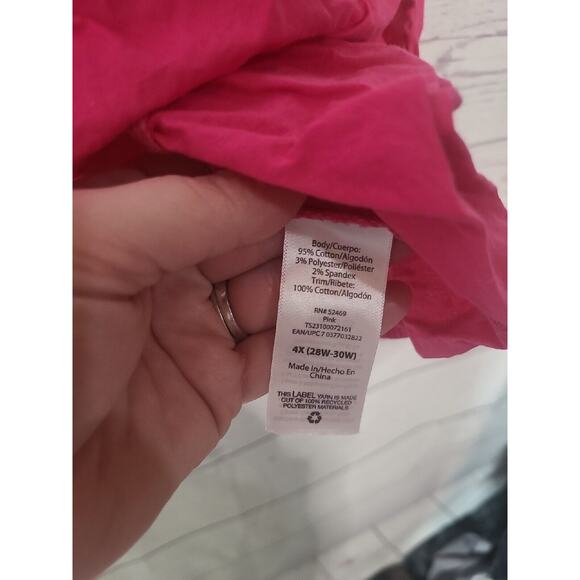 Terra & Sky Hot Pink Knit Tank Guaze Top with Tie Shoulder Womans Plus Size 4X - Picture 7 of 7